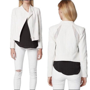 BLANK NYC White Moto Blazer with Mesh Detail Size Size Large Cropped